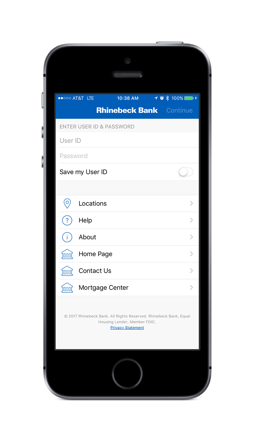 mobile phone with RB mobile app screen